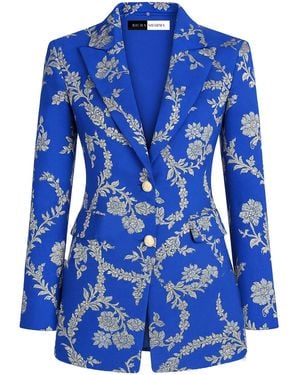 Richa Sharma Luxury Royal Brocade Blazer With Embroidery - Blue