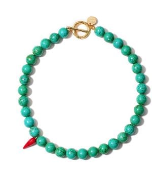 Kybele Studio Oceana Heat Necklace With Stone & Glass Chili Pepper - Green