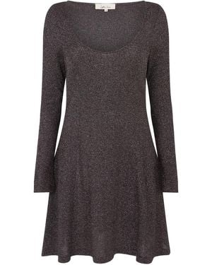 Little Lies Neutrals Sweet Jane Gunmetal Shimmer Mini Dress - Black