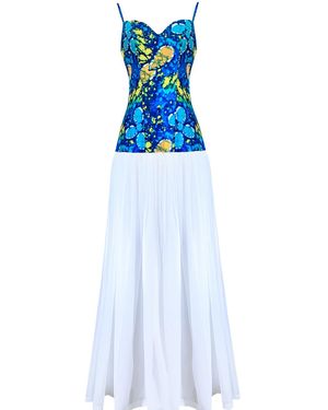 Chuks Collins Ajah Resort Collection: Shoulder Strap Long Dress – Adesewa Bloom - Blue