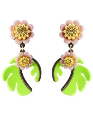 Gissa Bicalho Handmade Acrylic Earring Cosmos Flower Avocate - White