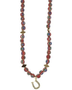 Ebru Jewelry Lucky Horseshoe African Bead Bohemian Choker Necklace - Metallic