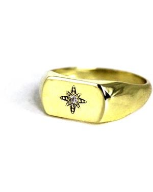 VicStoneNYC Fine Jewelry Natural Diamond Polaris Star Signet Ring - Yellow