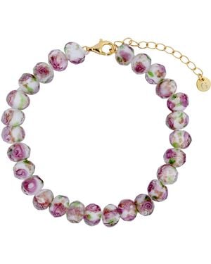 Gold Trip Summer Rose Glass Beaded Bracelet - Metallic