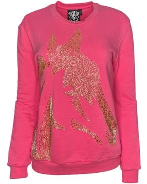 Any Old Iron Horse Head Beaded Sweatshirt - Pink