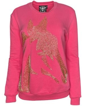 Any Old Iron Horse Head Beaded Sweatshirt - Pink