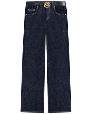 Nocturne Belt Detail Wide Leg Jeans - Blue