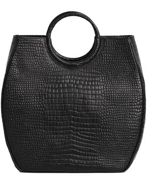 Laura Olaru Nathalie Croco Leather Bag - Black