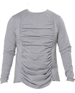Metamorph Long Sleeve Top With Front Drapings - Grey