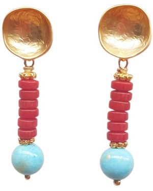 Way to Chic Coral And Jade Stud Earrings - White