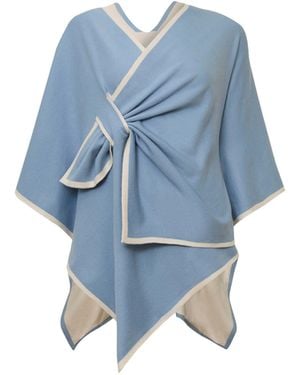 James Lakeland Pale Front Knot Poncho - Blue