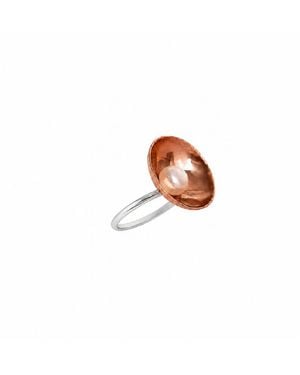 Silver Moon Rose Pearl Essence Freshwater Pearl Sterling Ring - Multicolour