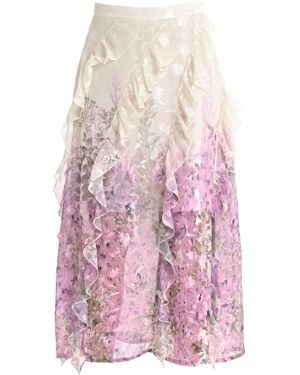 Lalipop Design Cascading Ruffled Midi Skirt - Pink