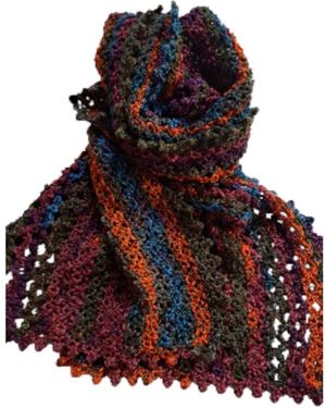 Springmoonatelier Handmade Knitted Multicoloured Winter Scarf