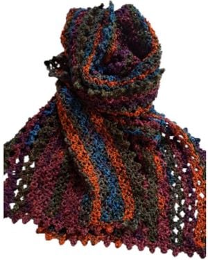 Springmoonatelier Handmade Knitted Multicolored Winter Scarf