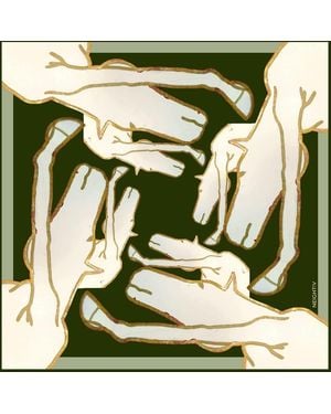 Neightiv Horse Grazing Silk Scarf- It's Feed Time - Green