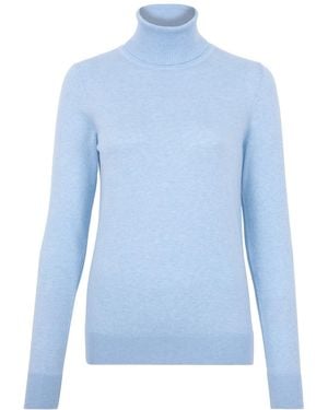 Paul James Knitwear Ultra Fine Cotton Terri Roll Neck Long Sleeve Jumper - Blue