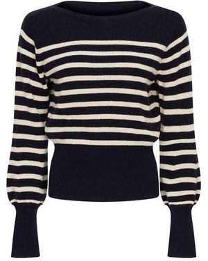 Guinea London Breton & Cream Lurex Stripe Wool & Cashmere Jumper - Blue