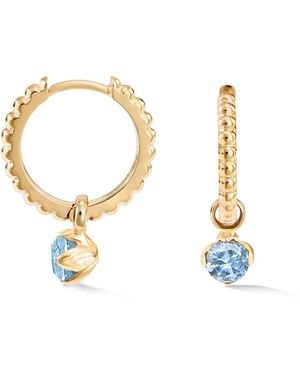 Dower & Hall Aquamarine Charm On Large Dotty Orissa Hoops - Metallic