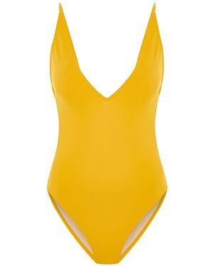 Pcfg The Solar Reflections Low Back V-Neck Swimsuit - Yellow