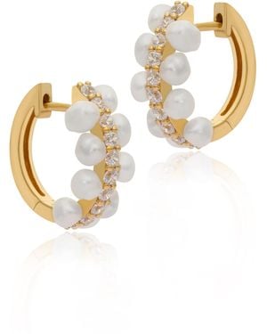 The Jewelz 925 Raise Me Pearl Hoops For Gifting - Metallic