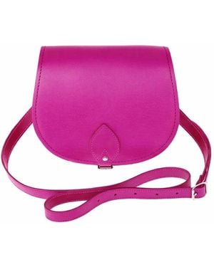 Zatchels Handmade Leather Large Saddle Bag - Pink