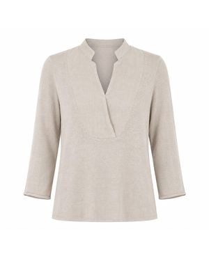 MARICEL Neutrals Laura Split Neck Linen Gauze Shirt - White