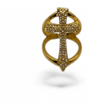 Jagged Halo Jewelry Cross Ring - Metallic