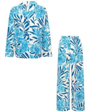 Kato Colony Capri Cotton Pyjamas - Blue