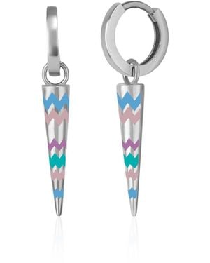 Spero London Spike Sterling Drop Hoop Earrings - Blue