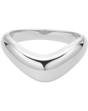 Vanhi Vava Plain Chunky Curved Wave Ring - White