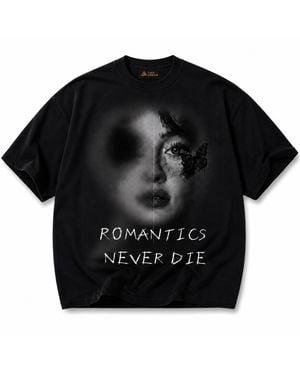 Chic Urban Romantics Never Die Oversized T-Shirt - Black