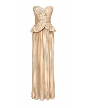 Curated Row Sofia Pleated Maxi Dress Champagne - Metallic