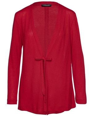 Conquista Open Front Linen Cardigan - Red