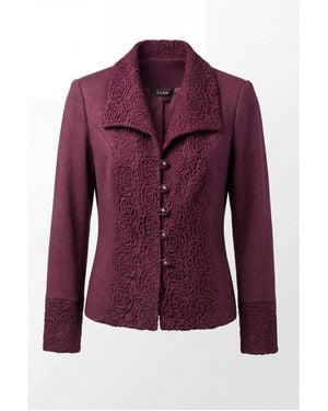 Luna Fashion House Burgundy Tailored Lace Blazer, Jody - Purple