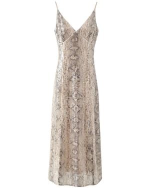 Aisl Snakeskin Sequin Slip Dress - Natural