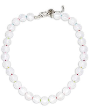 Kybele Studio Quartz Bonbon Necklace With Glass Spacers - White