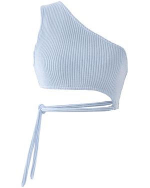 Kargede Knit Crop Top – One Shoulder, Asymmetrical - Blue