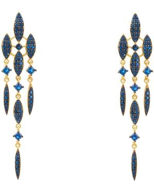 LÁTELITA London Valencia Statement Drop Earring Sapphire Blue Cz Gold