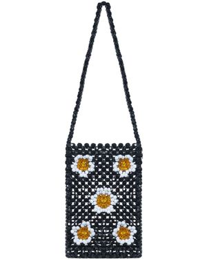 Tillie Beads Petal Play 3D Daisy Beaded Handbag - Black