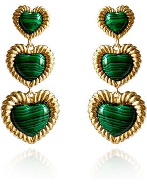 Laura Gray Sloan Triple Heart Earrings - Metallic