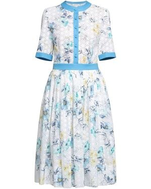 Rumour London Toscana Floral Print Broderie Anglaise Midi Dress - Blue