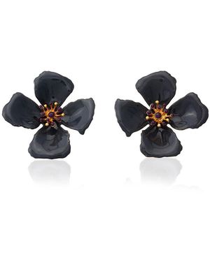 Milou Jewelry Hibiscus Flower Earrings - Grey