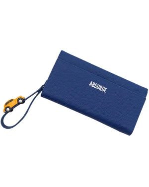 Absurde Parking Grain Leather Bifold Wallet With Car - Blue