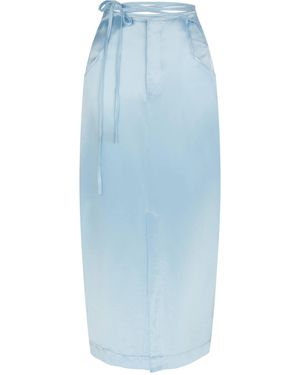 Sour Figs Satin Midi Skirt - Blue