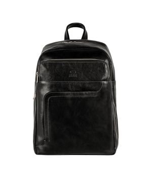 Time Resistance Large Leather Backpack - Black
