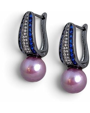Ninemoo Midnight Orbit Pearl Earrings - Blue