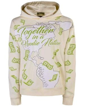 Miracles Manifester Neutrals Manifestation Embroidered Hoodie With Rhinestone Design - Gray