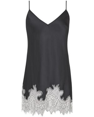 Avenue 8 Silk Lace Mini Slip Dress - Black