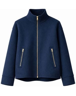 Guards London Lily Wool Cashmere Funnel Zip Jacket - Blue